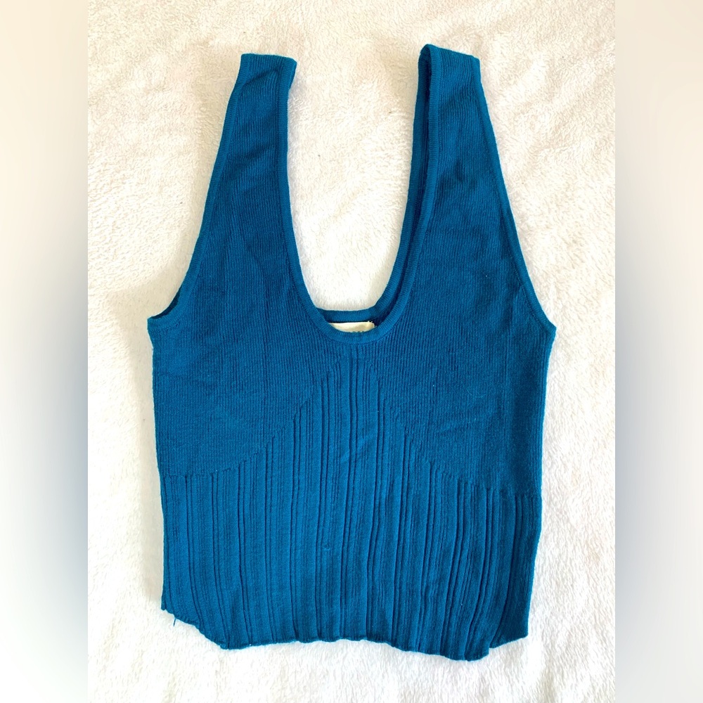 LA Hearts Teal Sleeveless Knit Crop Top M